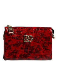Luxour, Dolce & Gabbana Red Exotic Leather DG Logo Women Crossbody Bag, 
