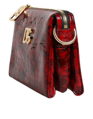 Luxour, Dolce & Gabbana Red Exotic Leather DG Logo Women Crossbody Bag, 
