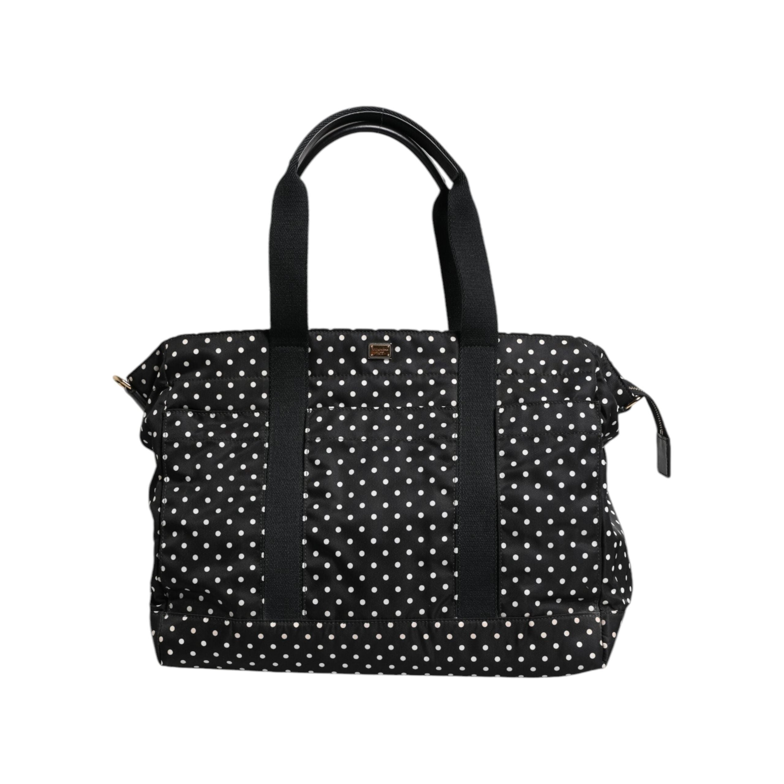Luxour, Dolce & Gabbana Black PolkaDot Nylon Shoulder Baby Tote Diaper Bag, 