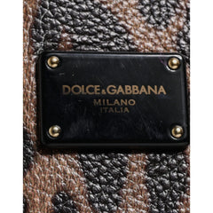 Luxour, Dolce & Gabbana Brown Black Calfskin Leopard Print Shoulder Tote Bag, 
