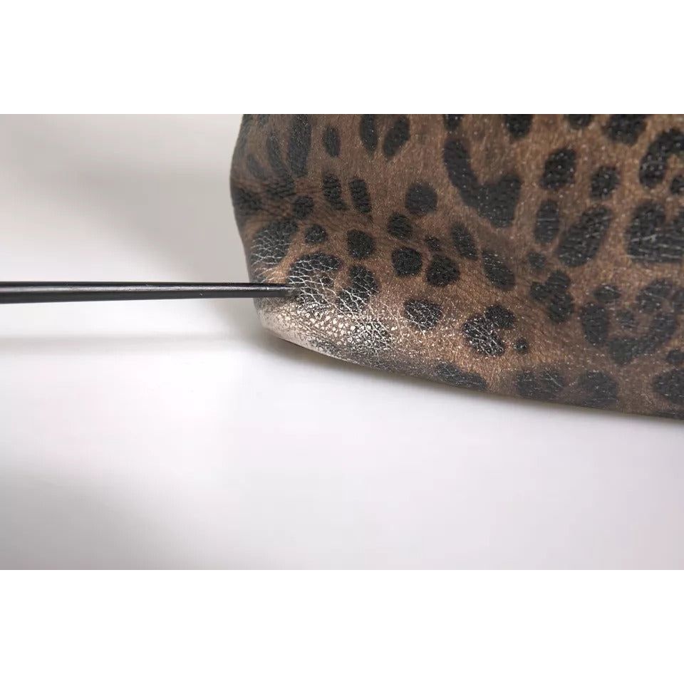 Luxour, Dolce & Gabbana Brown Black Calfskin Leopard Print Shoulder Tote Bag, 