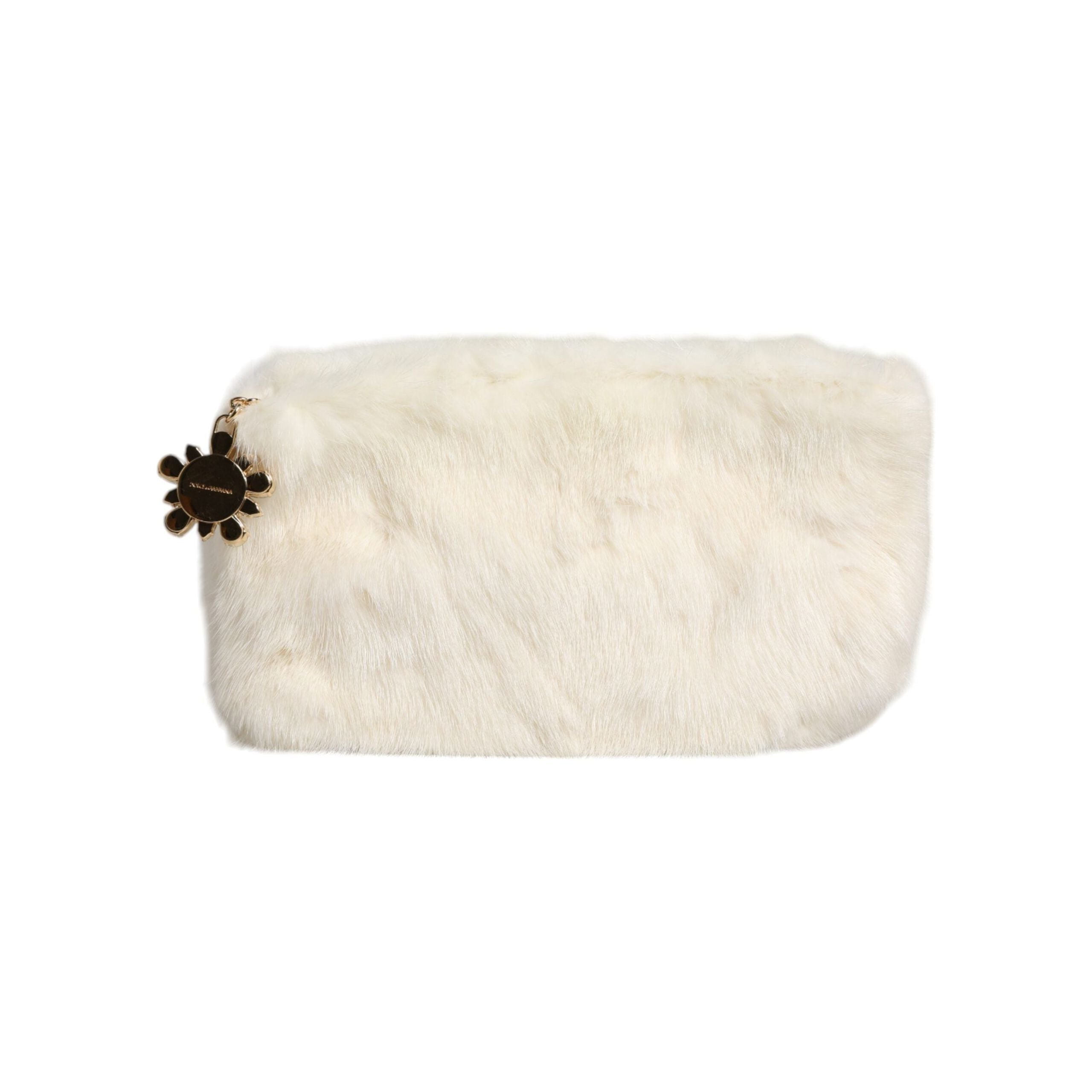 Luxour, Dolce & Gabbana White Fur Handbag Clutch Purse Pouch Bag, 