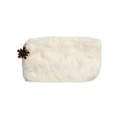 Luxour, Dolce & Gabbana White Fur Handbag Clutch Purse Pouch Bag, 