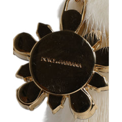 Luxour, Dolce & Gabbana White Fur Handbag Clutch Purse Pouch Bag, 