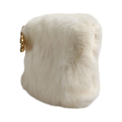 Luxour, Dolce & Gabbana White Fur Handbag Clutch Purse Pouch Bag, 