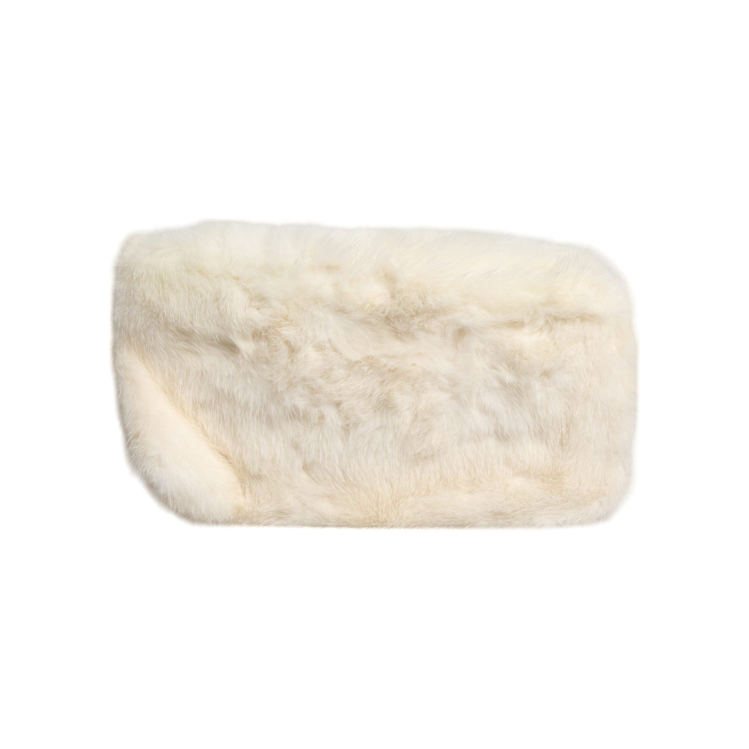 Luxour, Dolce & Gabbana White Fur Handbag Clutch Purse Pouch Bag, 