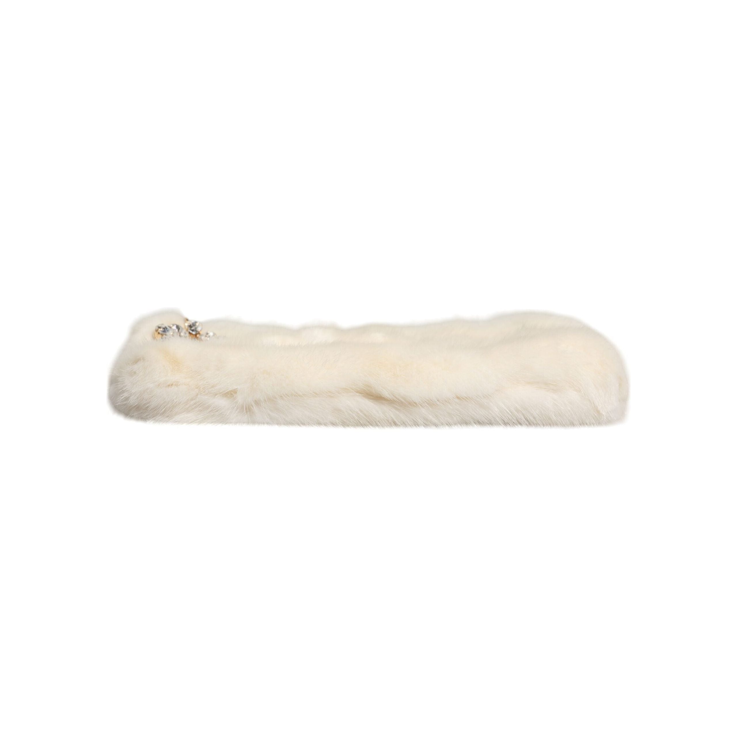 Luxour, Dolce & Gabbana White Fur Handbag Clutch Purse Pouch Bag, 
