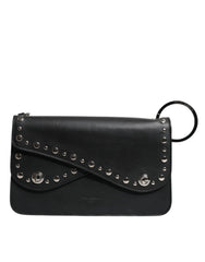 Luxour, Dolce & Gabbana Black Small Leather Studded Shoulder Crossbody Bag, 