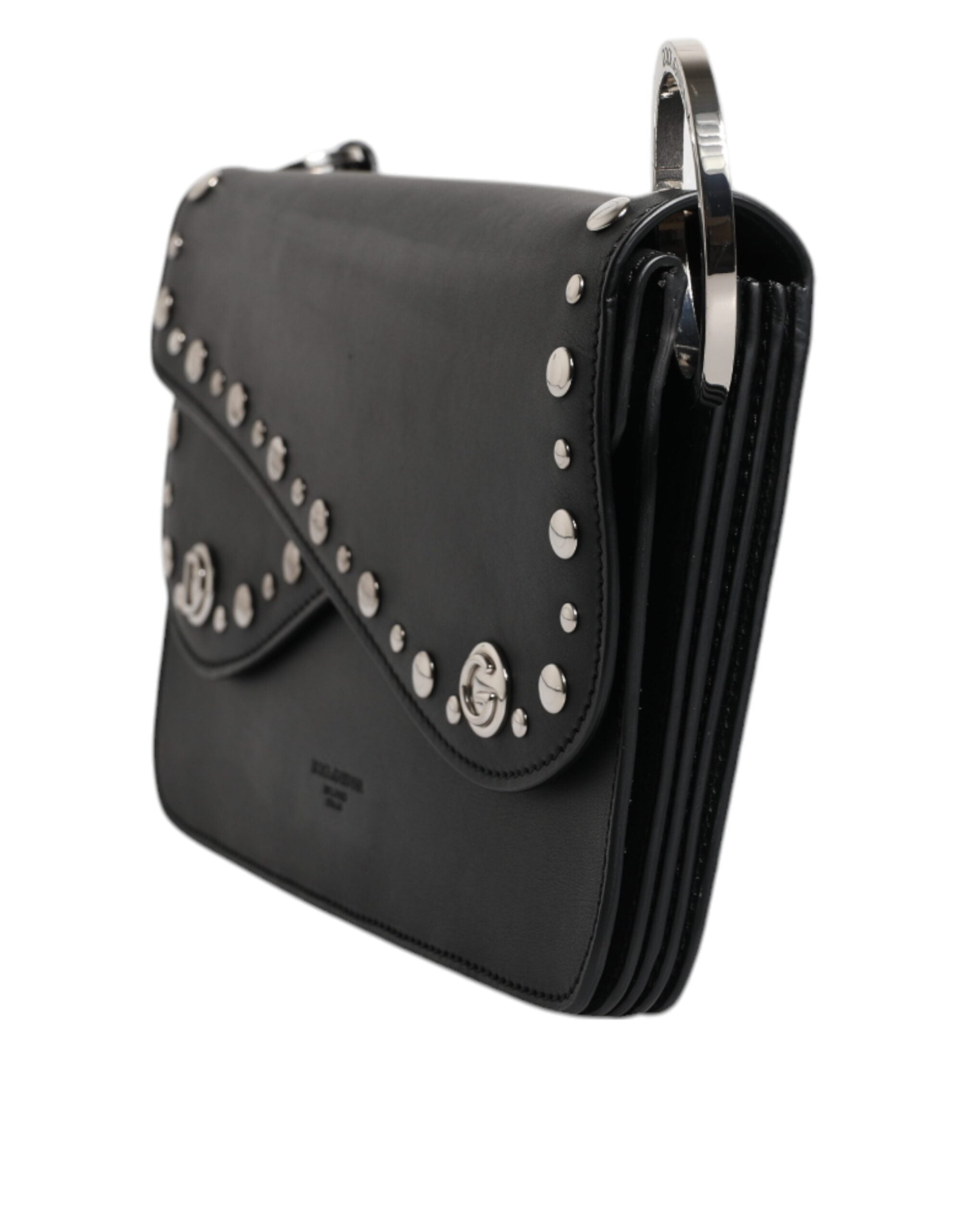 Luxour, Dolce & Gabbana Black Small Leather Studded Shoulder Crossbody Bag, 