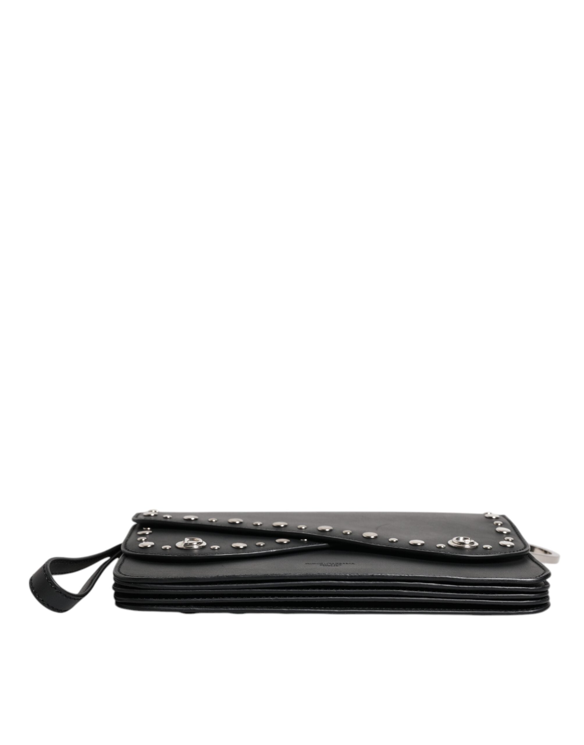 Luxour, Dolce & Gabbana Black Small Leather Studded Shoulder Crossbody Bag, 