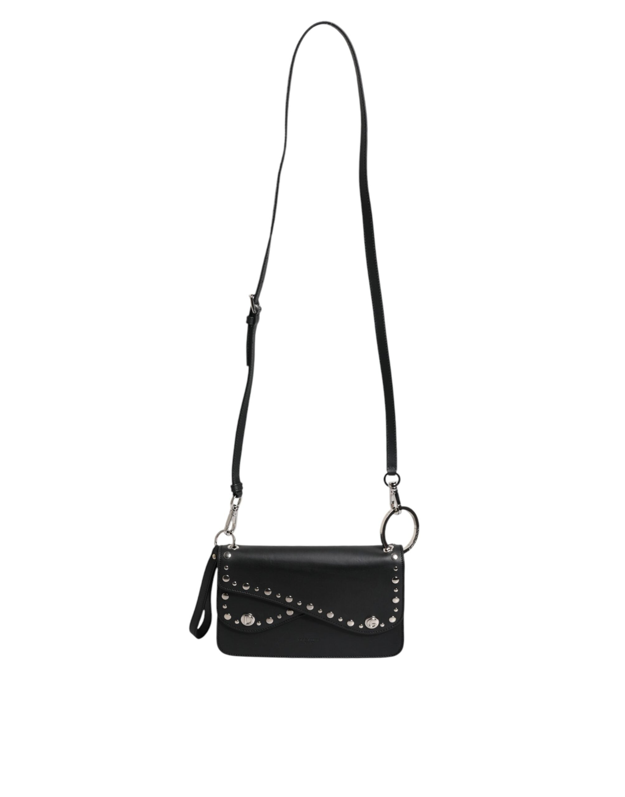 Luxour, Dolce & Gabbana Black Small Leather Studded Shoulder Crossbody Bag, 