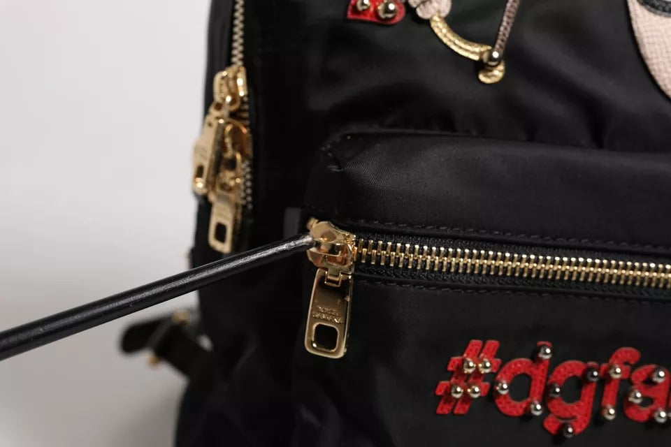 Luxour, Dolce & Gabbana Black Nylon #DGFAMILY VULCANO Embellished Backpack Bag, 
