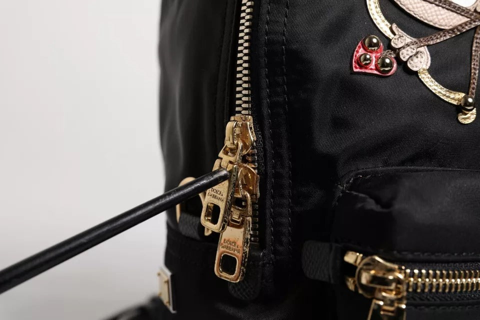 Luxour, Dolce & Gabbana Black Nylon #DGFAMILY VULCANO Embellished Backpack Bag, 