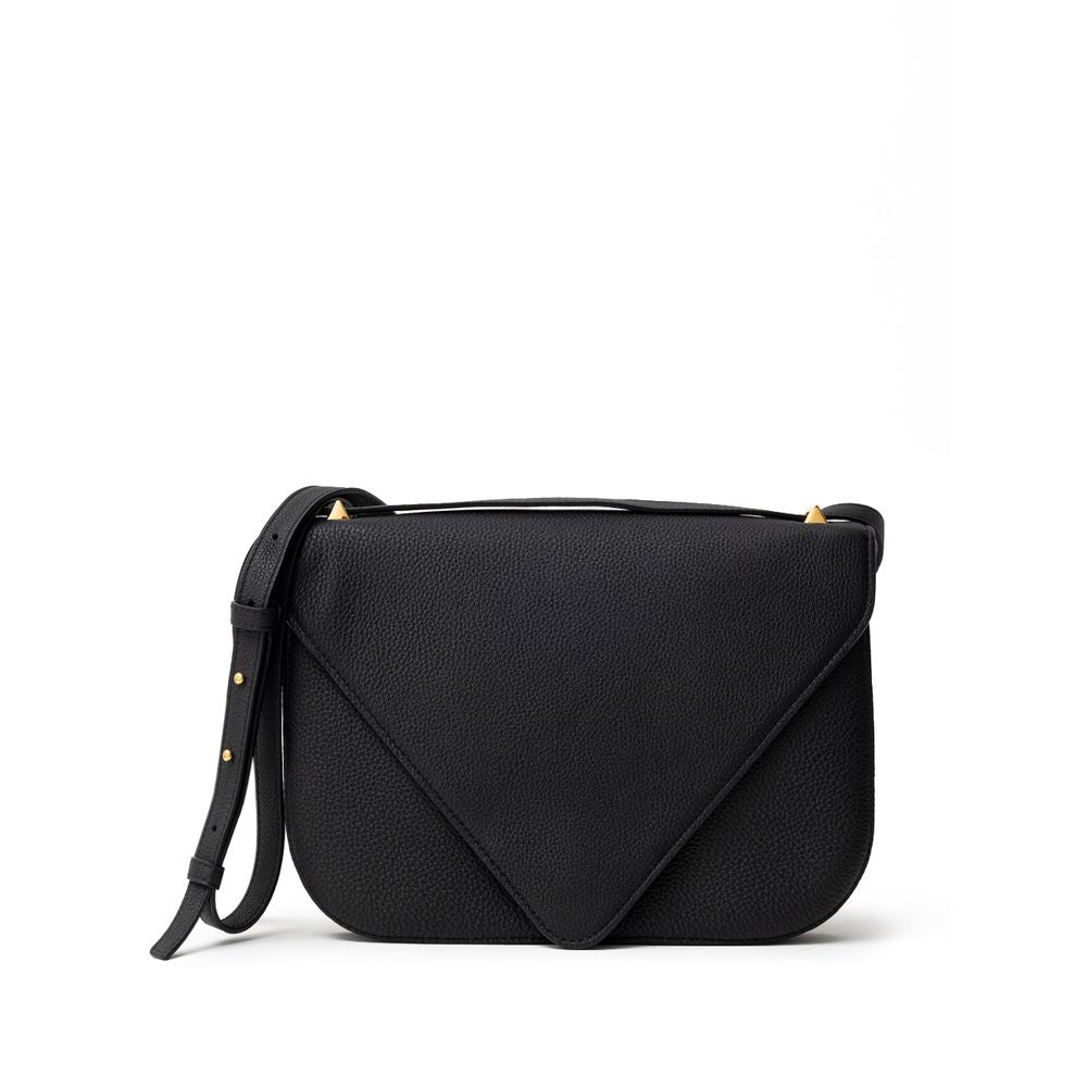 Luxour, Bottega Veneta Black Leather Shoulder Bag, 