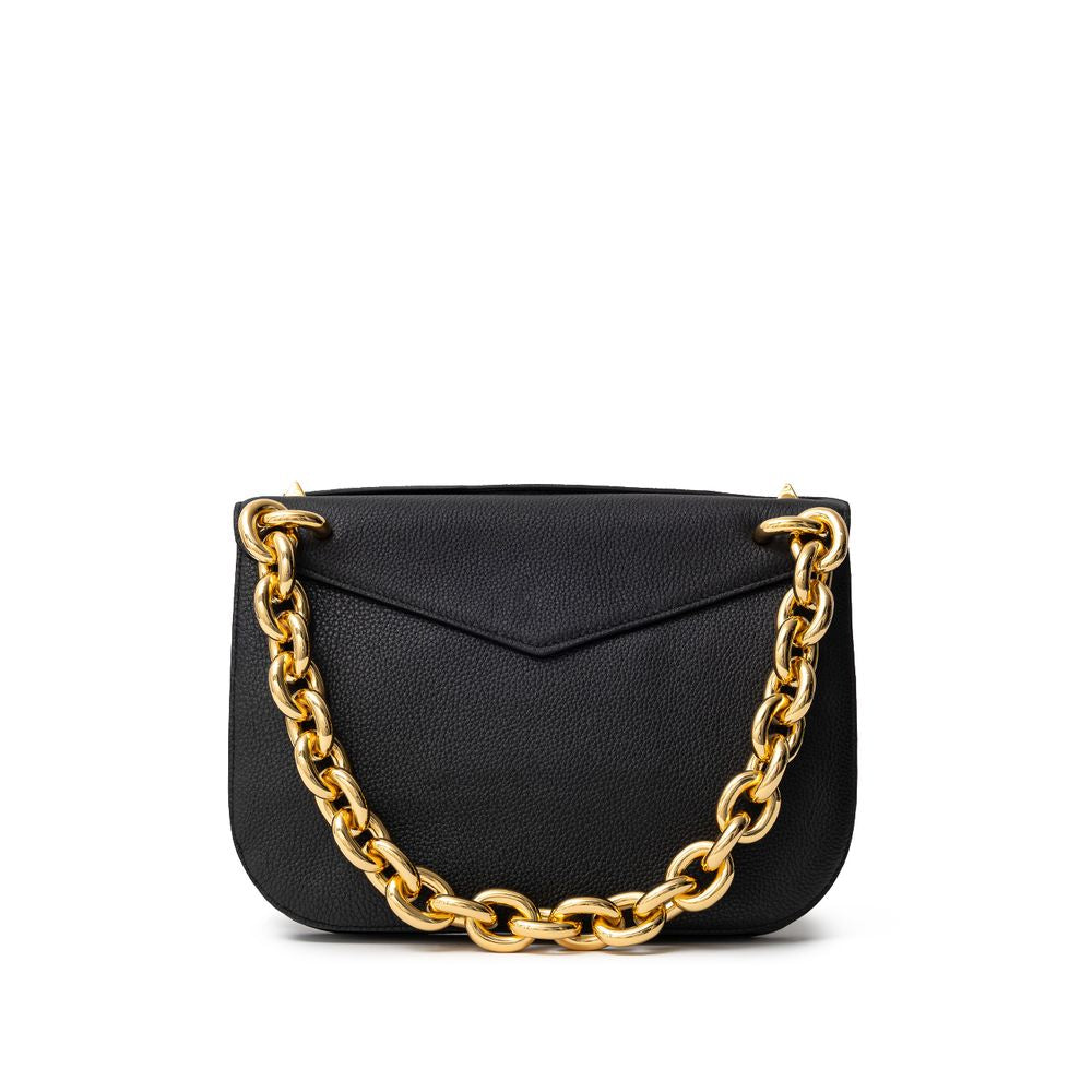 Luxour, Bottega Veneta Black Leather Shoulder Bag, 