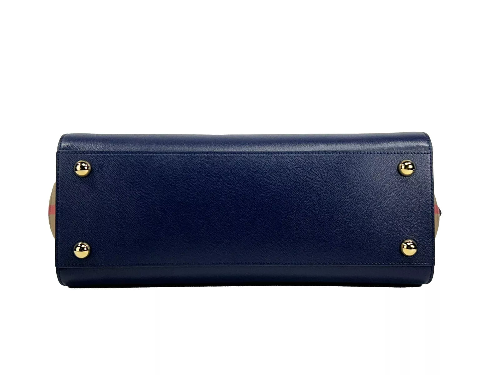 Luxour, Burberry Small Banwell Leather Tote Bag Purse Blue, 