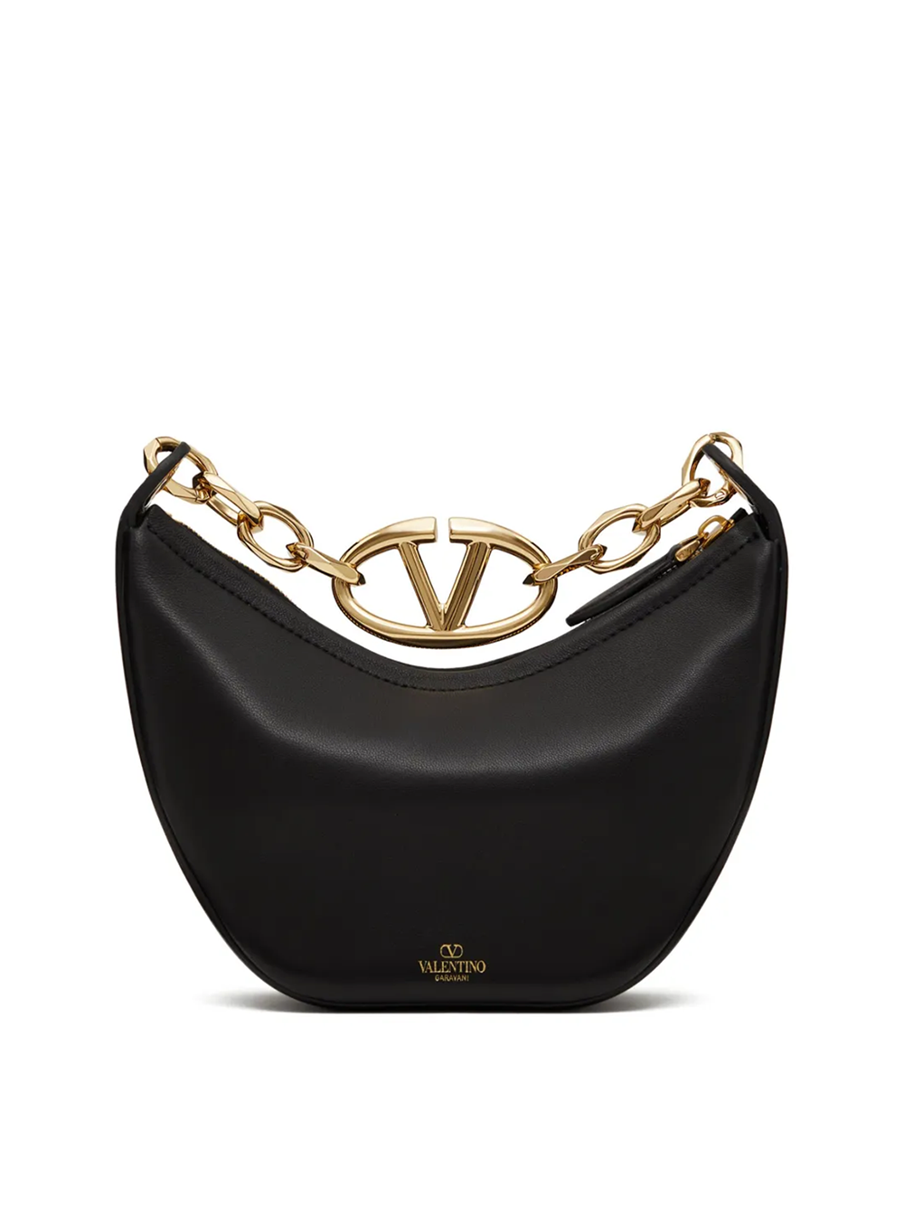 Luxour, Valentino Garavani Black Leather Mini Hobo Vlogo Shoulder Bag, 