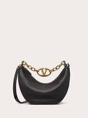 Luxour, Valentino Garavani Black Leather Small Hobo Vlogo Shoulder Bag, 