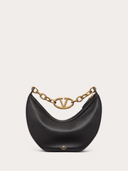 Luxour, Valentino Garavani Black Leather Small Hobo Vlogo Shoulder Bag, 