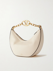 Luxour, Valentino Garavani Ivory Leather Small Hobo Vlogo Shoulder Bag, 