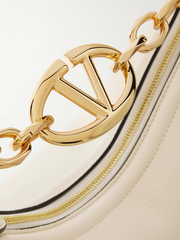 Luxour, Valentino Garavani Ivory Leather Small Hobo Vlogo Shoulder Bag, 