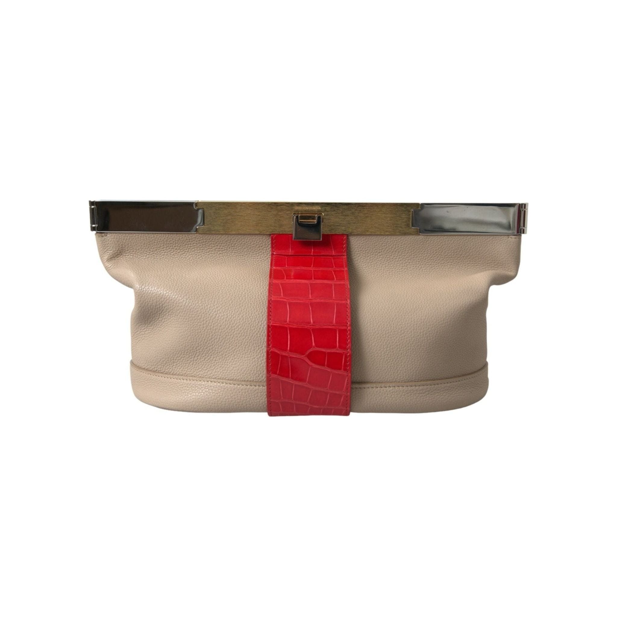 Luxour, Balenciaga Two Tone Exotic Leather Clutch, 