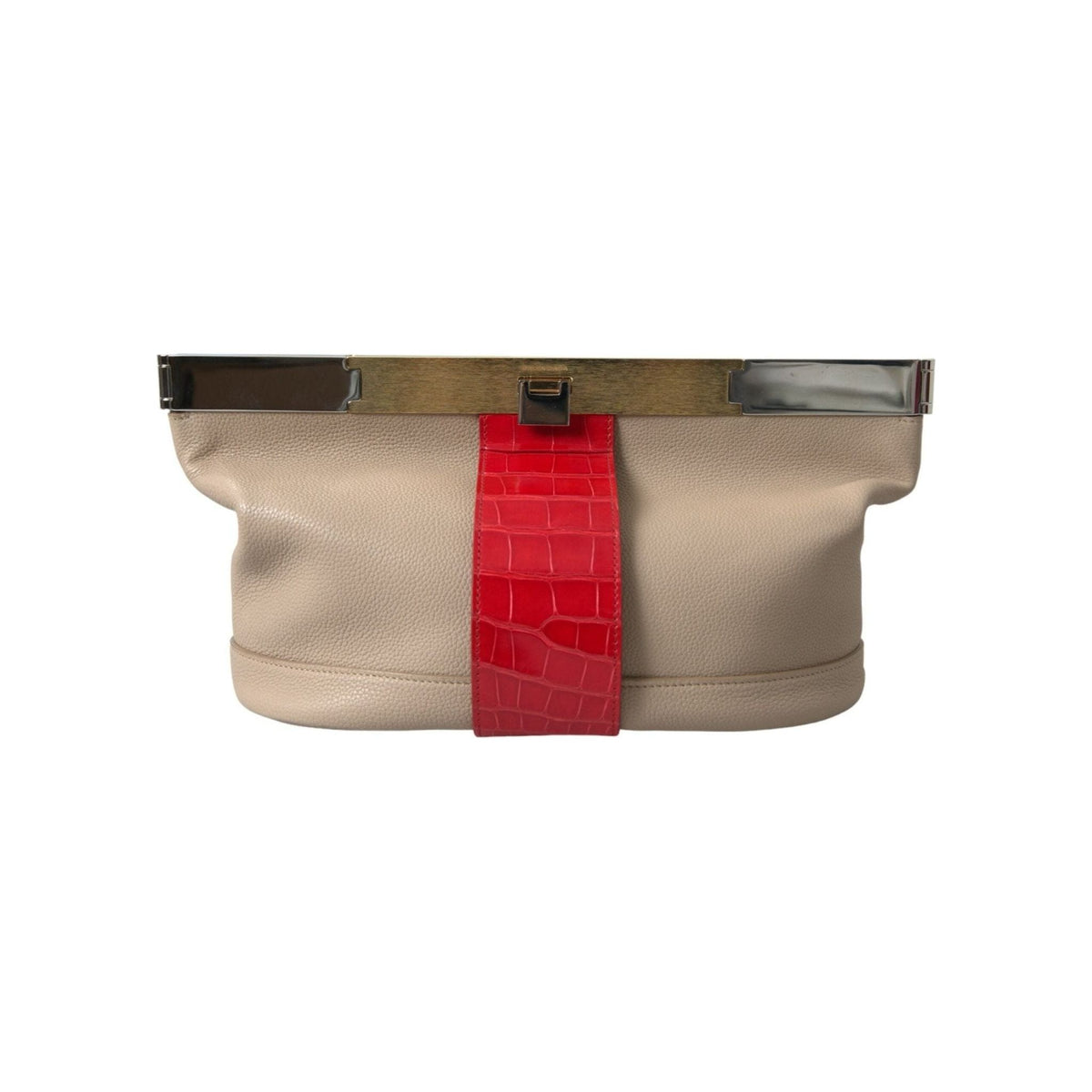 Luxour, Balenciaga Two Tone Exotic Leather Clutch, 