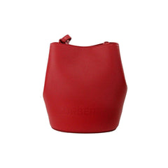 Luxour, Burberry Lorne Small Red Pebbled Leather Bucket Crossbody Purse Bag, 