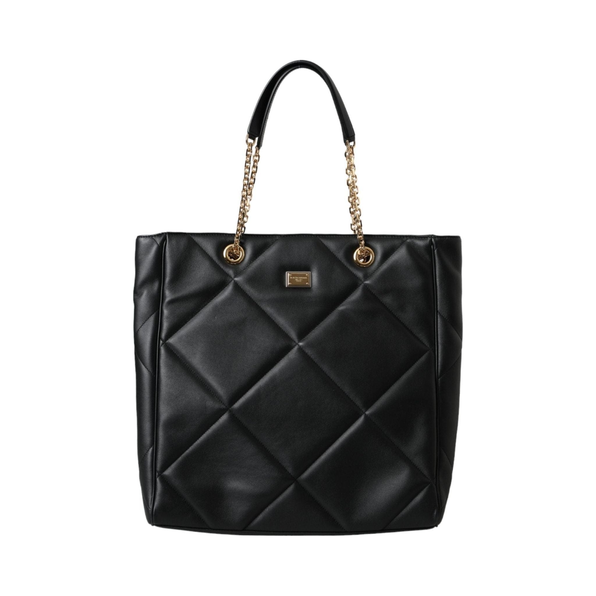 Luxour, Dolce & Gabbana Black Leather JUNGLE Quilted Shopping Tote Bag, 