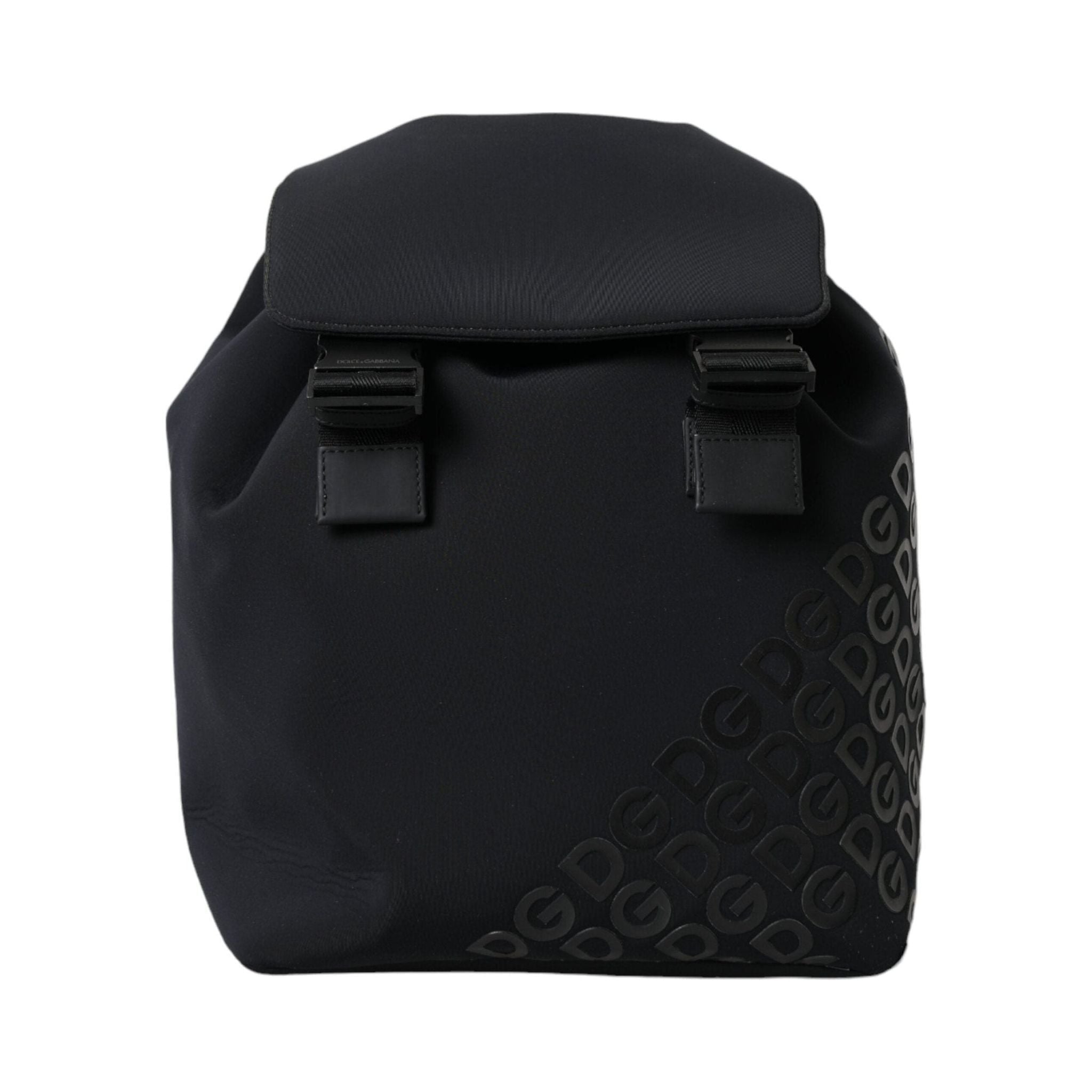 Luxour, Dolce & Gabbana Black Neoprene Nylon DG Logo School Backpack Bag, 