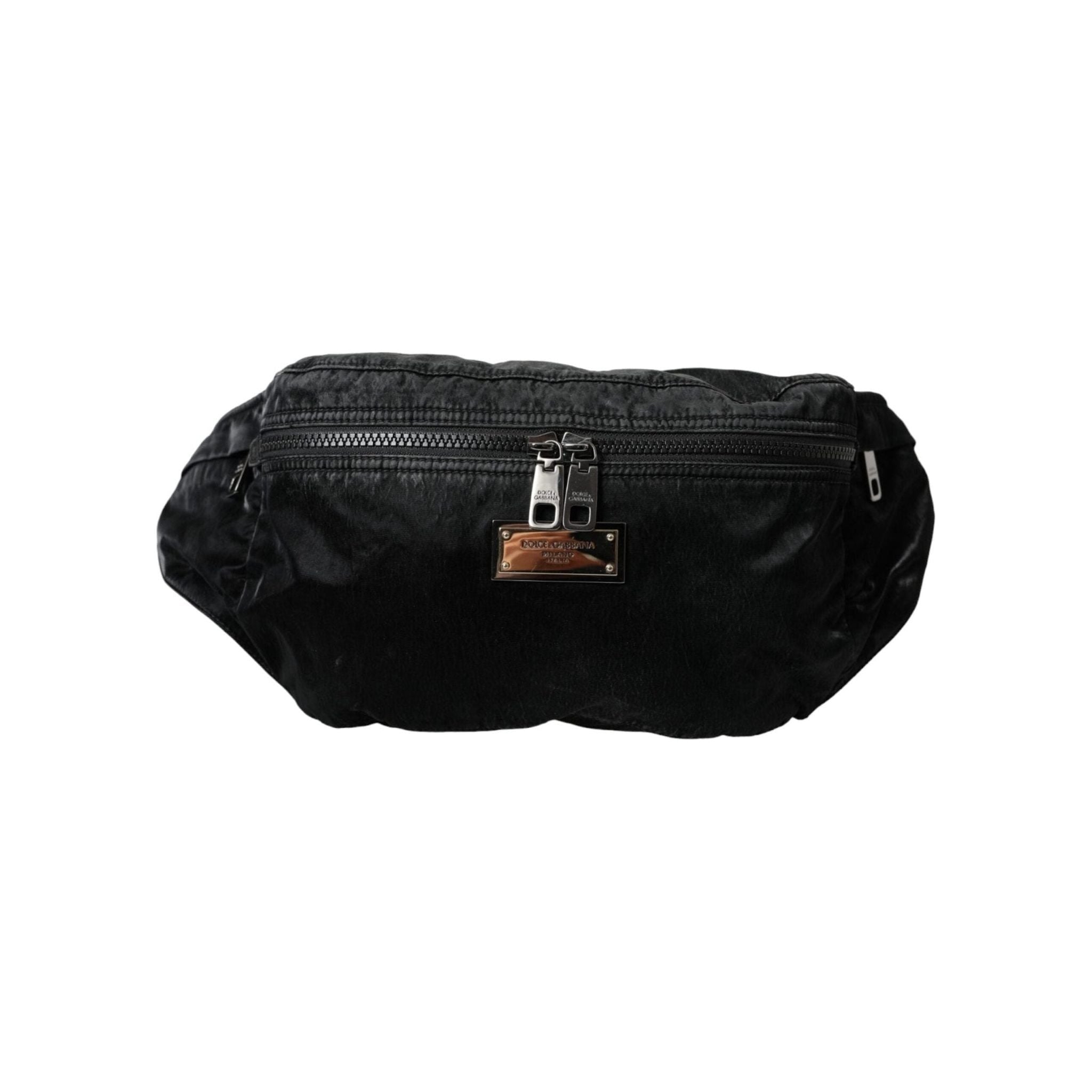 Luxour, Dolce & Gabbana Black Nylon Logo Plaque Belt Waist Fanny Pack Bag, 