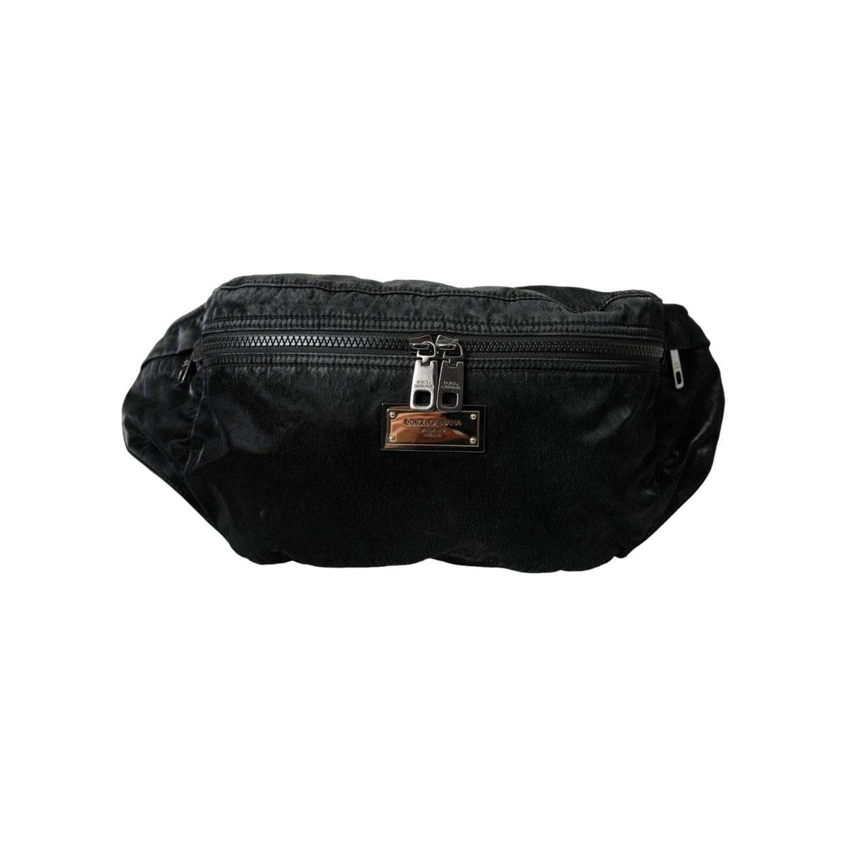 Luxour, Dolce & Gabbana Black Nylon Logo Plaque Belt Waist Fanny Pack Bag, 