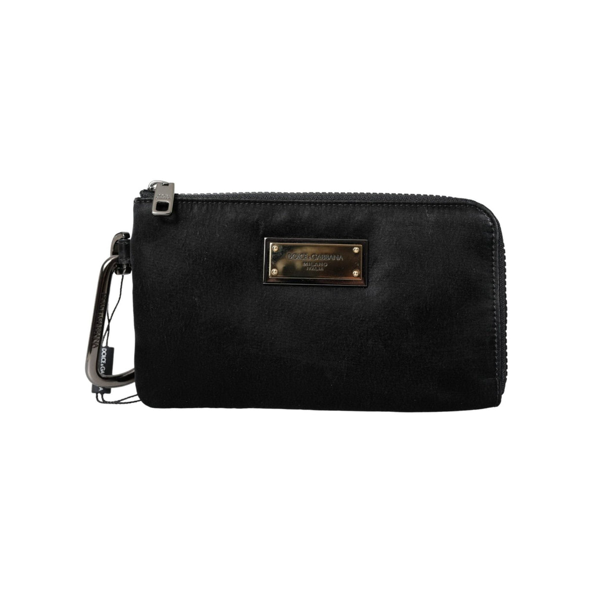 Luxour, Dolce & Gabbana Black Nylon Logo Plaque Keyring Pouch Clutch Bag, 