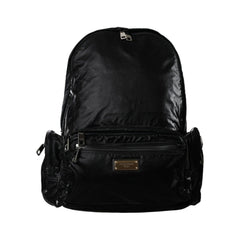 Luxour, Dolce & Gabbana Black Patent Leather Logo Plaque Backpack Bag, 