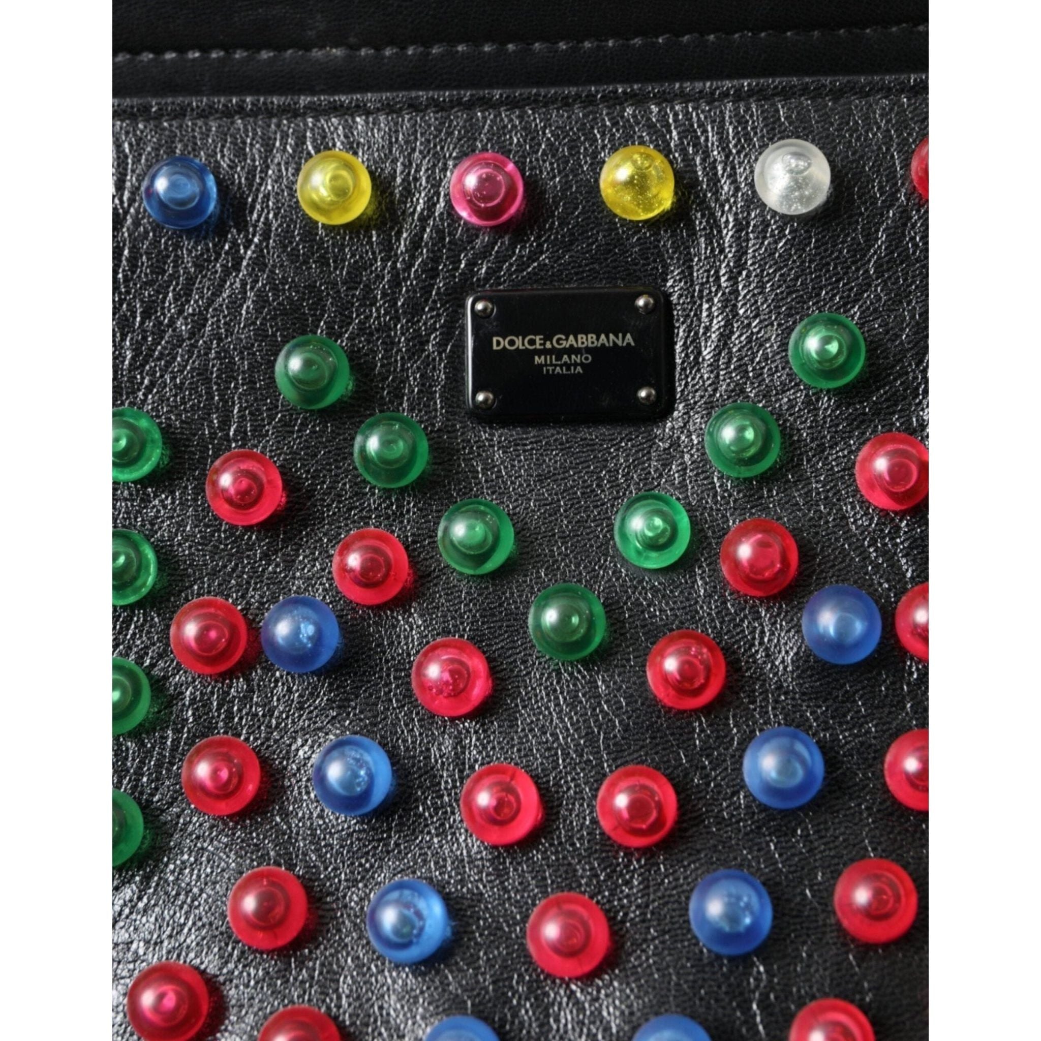 Luxour, Dolce & Gabbana Black SICILY Leather LED Top Handle Shoulder Bag, 