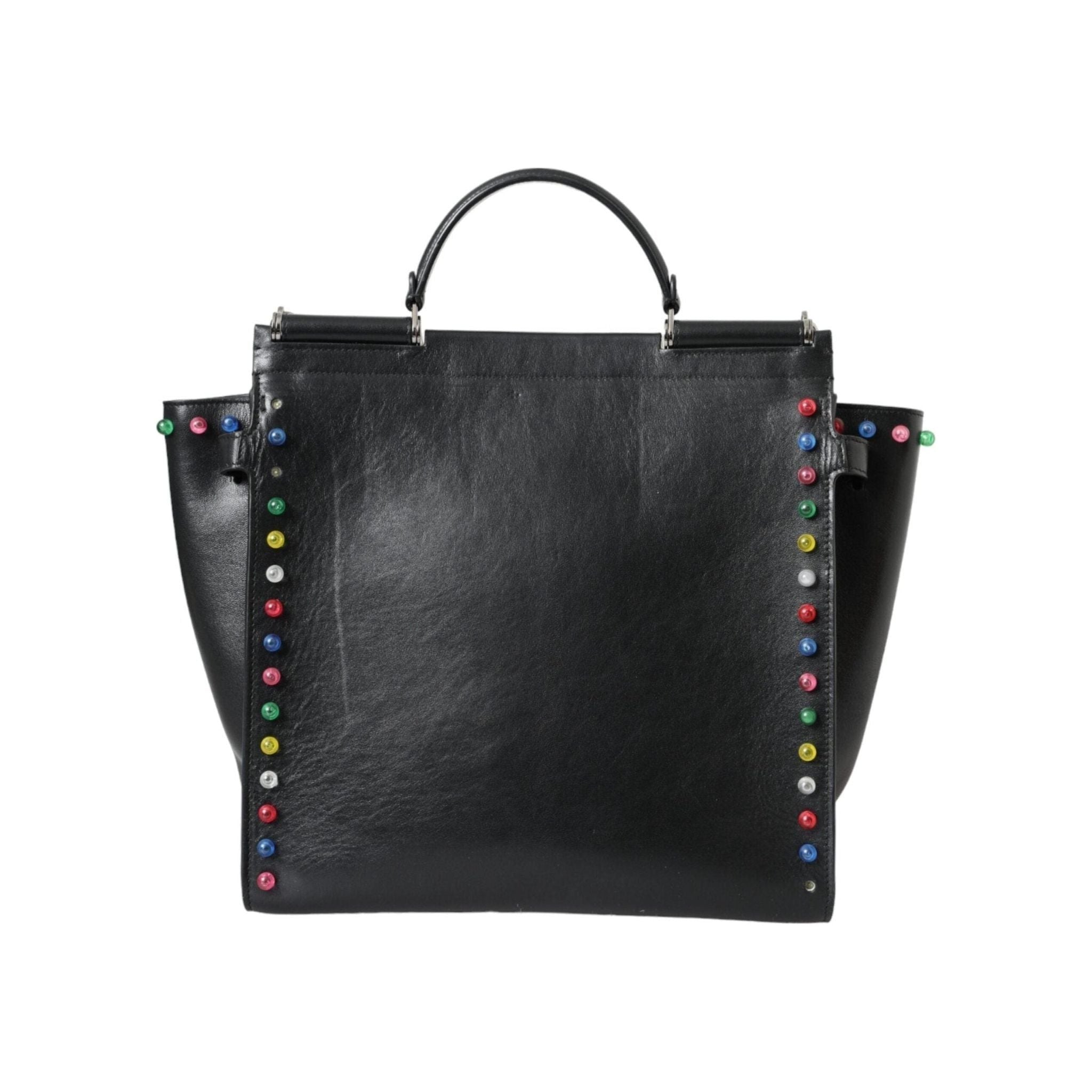 Luxour, Dolce & Gabbana Black SICILY Leather LED Top Handle Shoulder Bag, 