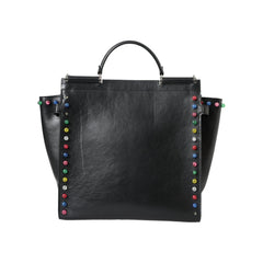 Luxour, Dolce & Gabbana Black SICILY Leather LED Top Handle Shoulder Bag, 