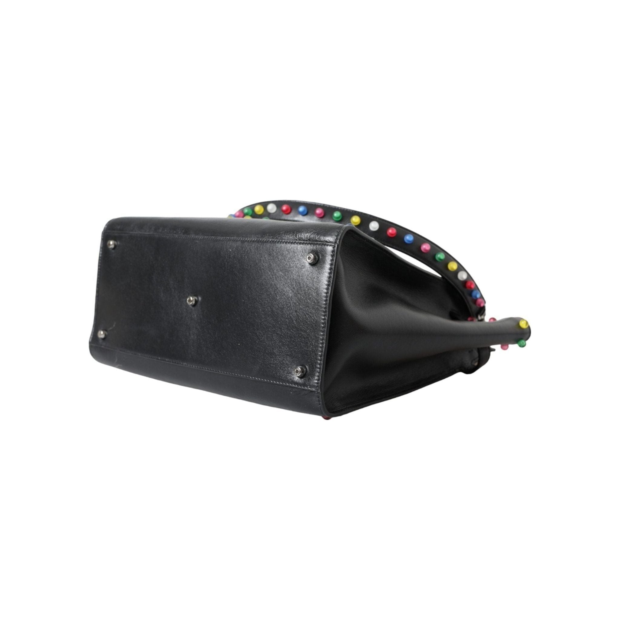 Luxour, Dolce & Gabbana Black SICILY Leather LED Top Handle Shoulder Bag, 