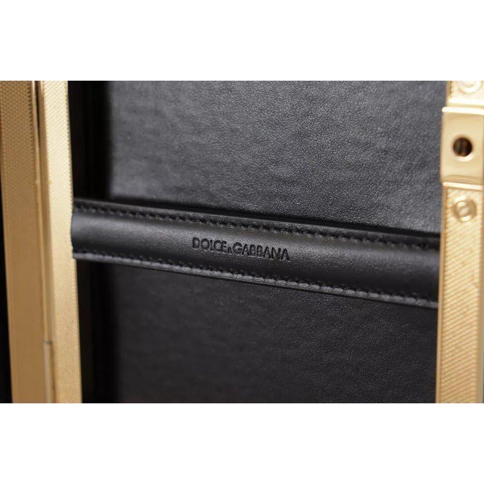Luxour, Dolce & Gabbana Black Silk Gold Frame Clutch Evening Party Purse Bag, 