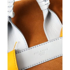 Luxour, Dolce & Gabbana Brown Yellow Suede Leather Logo Backpack Bag, 