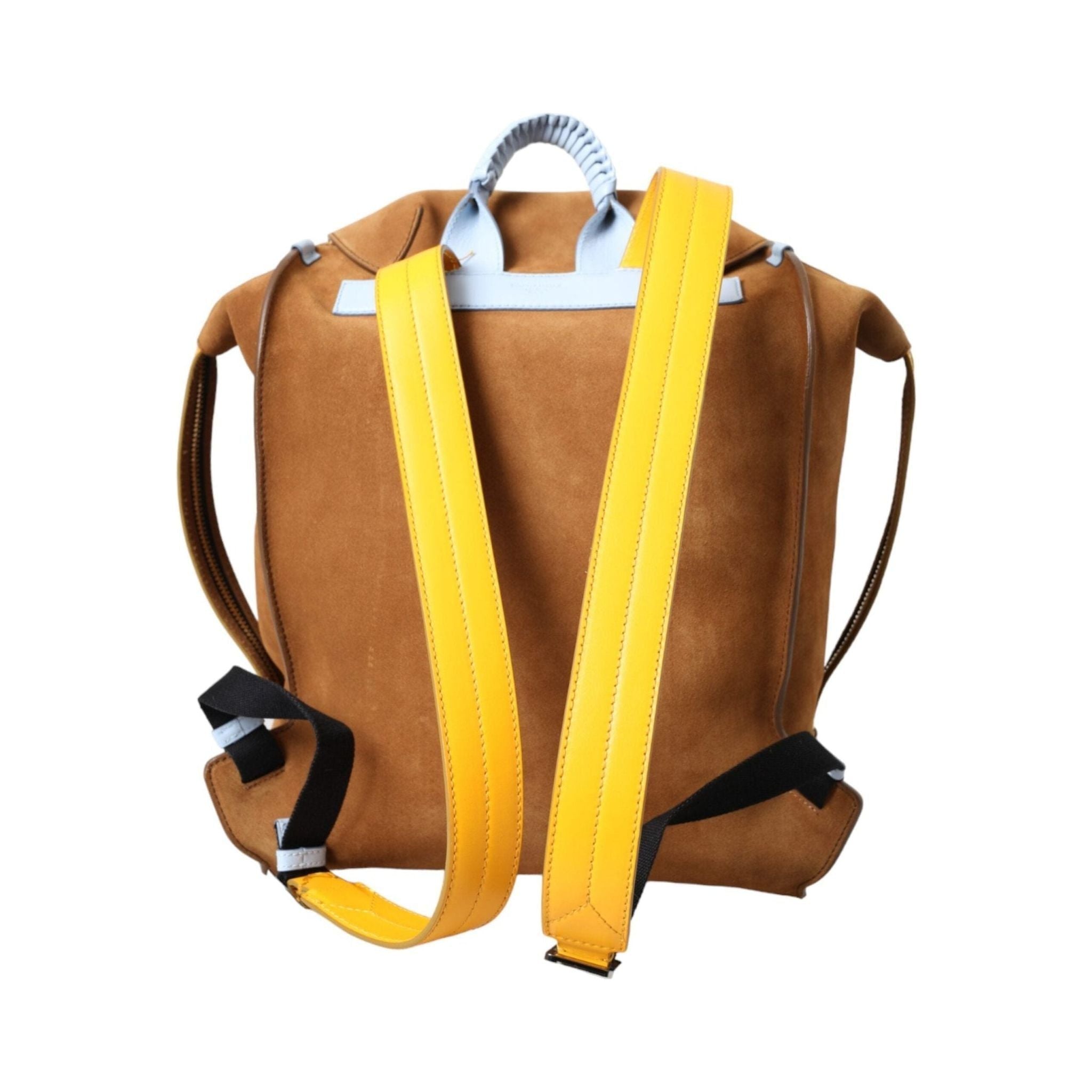 Luxour, Dolce & Gabbana Brown Yellow Suede Leather Logo Backpack Bag, 