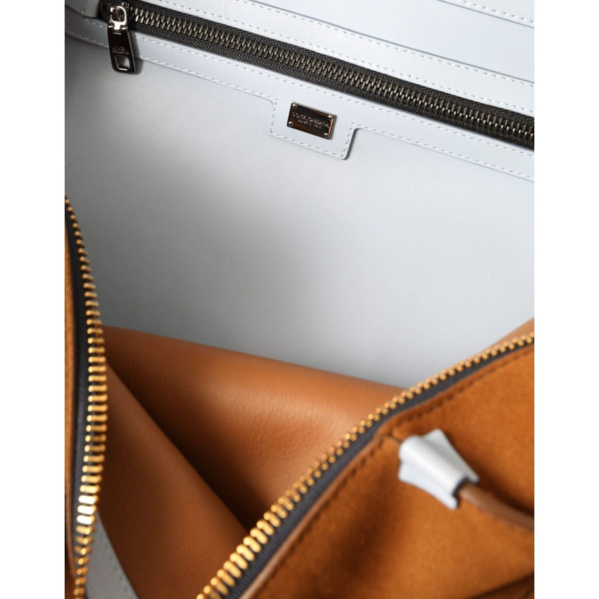 Luxour, Dolce & Gabbana Brown Yellow Suede Leather Logo Backpack Bag, 