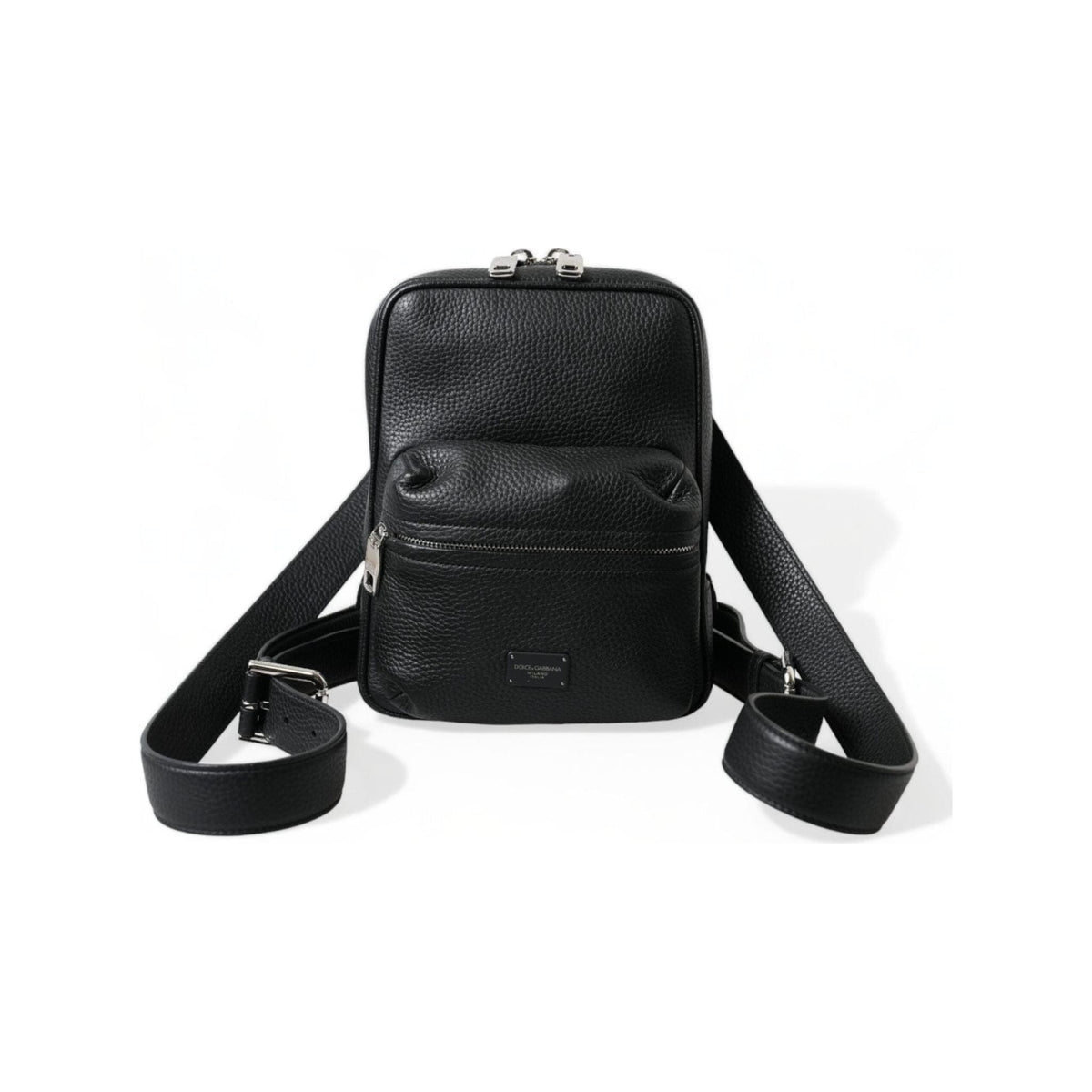 Luxour, Dolce & Gabbana Chic Black Calf Leather Small Backpack, 