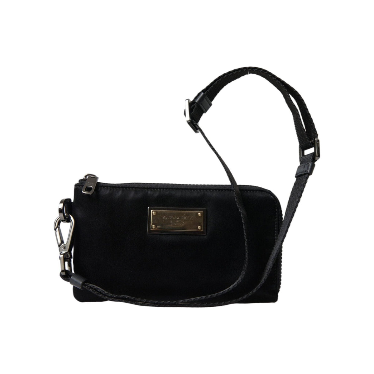 Luxour, Dolce & Gabbana Elegant Black Nylon & Leather Pouch, 