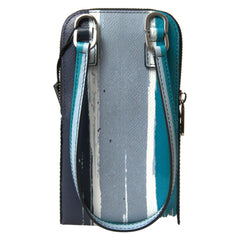 Luxour, Dolce & Gabbana Elegant Leather Crossbody Phone Bag in Blue & White, 