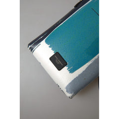 Luxour, Dolce & Gabbana Elegant Leather Crossbody Phone Bag in Blue & White, 