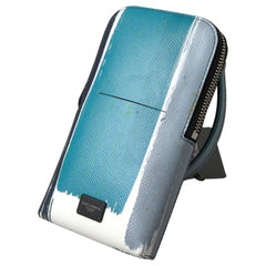 Luxour, Dolce & Gabbana Elegant Leather Crossbody Phone Bag in Blue & White, 