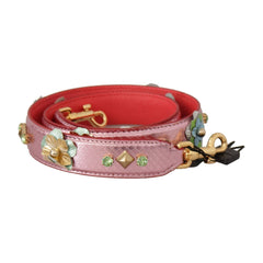 Luxour, Dolce & Gabbana Elegant Metallic Pink Leather Shoulder Strap, 
