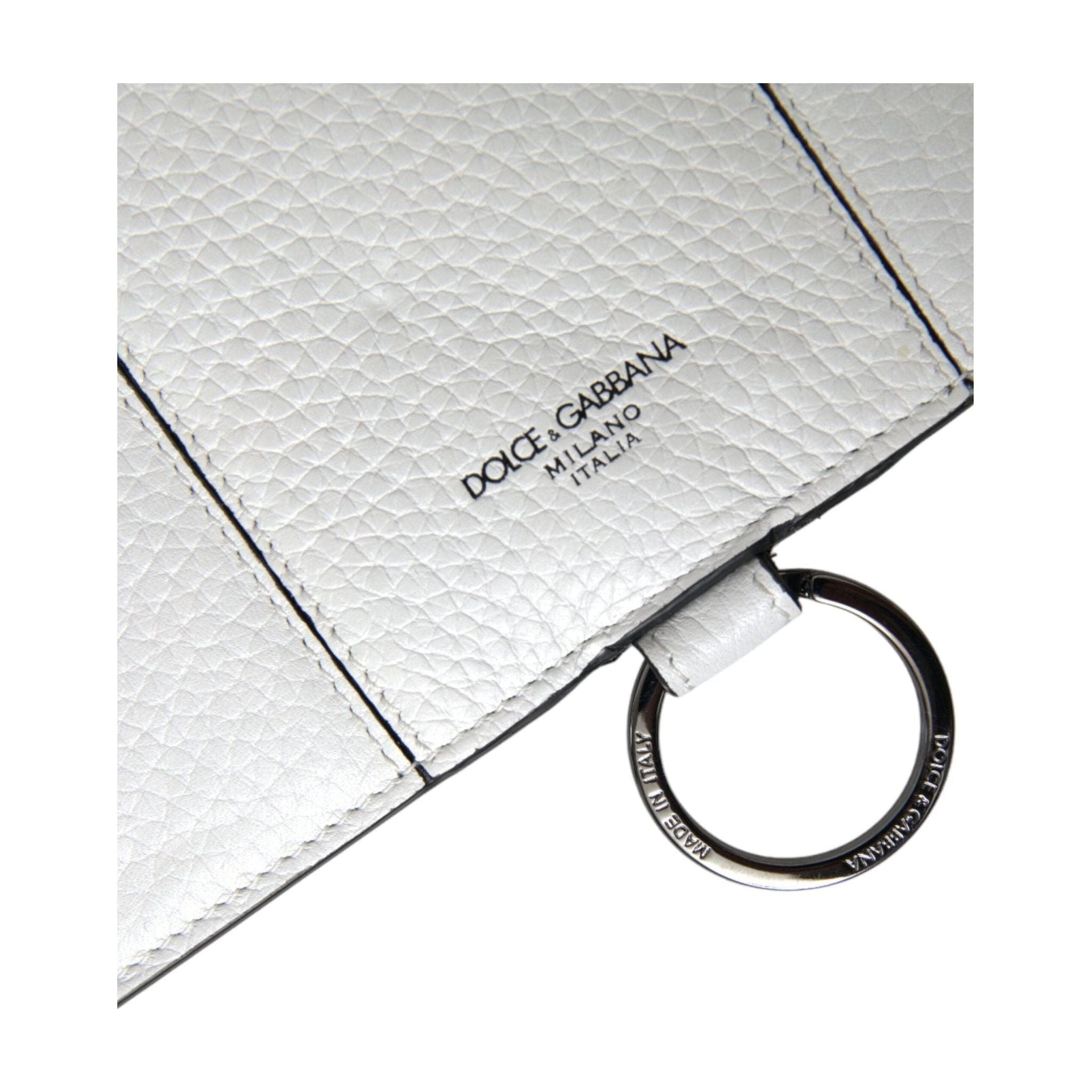Luxour, Dolce & Gabbana Elegant White Leather Crossbody Cardholder, 