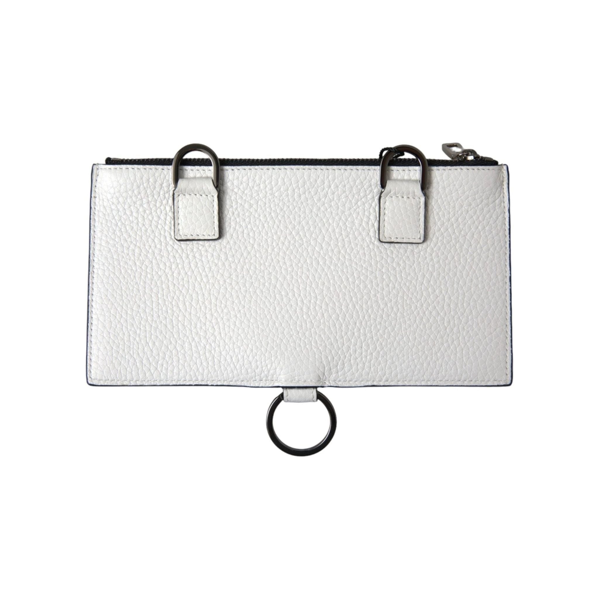 Luxour, Dolce & Gabbana Elegant White Leather Crossbody Cardholder, 